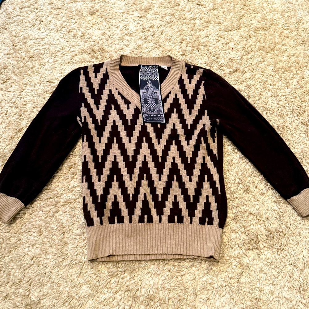 L.A.M.B vintage women's Brown/tan Cashmere 3/4 sweater blend size SM- Fall 208